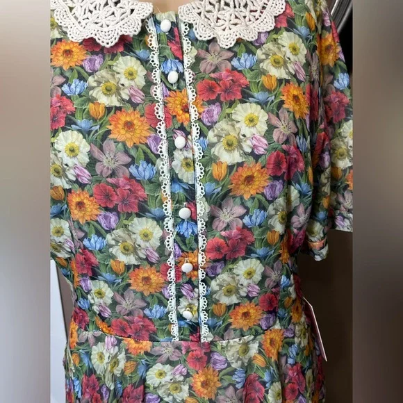 NWT Ivy City Co Red and Pink Midi Puff Sleeve Sundress Size 8 - Picture 6 of 17